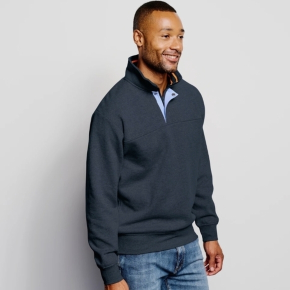 ORVIS‎ Quarter-Zip Pull Over Sweatshirt Navy Men's Size M Preppy Dressy Casual - Picture 3 of 15